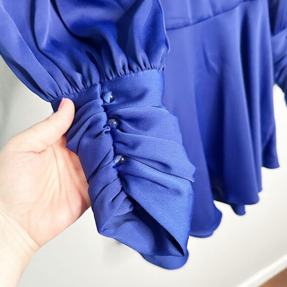 Alexia Admor Phoebe Wrap Dress Lapis Blue Tie Belt women’s size 12 NEW with tag - Picture 14 of 15